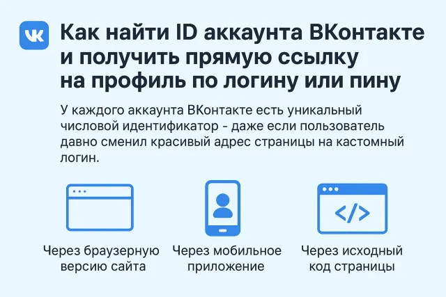 Как найти ID аккаунта ВКонтакте и получить прямую ссылку на профиль по логину или пину